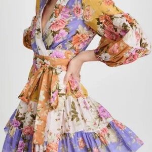 Zimmermann Floral Multicolor Dress Patti Wrap